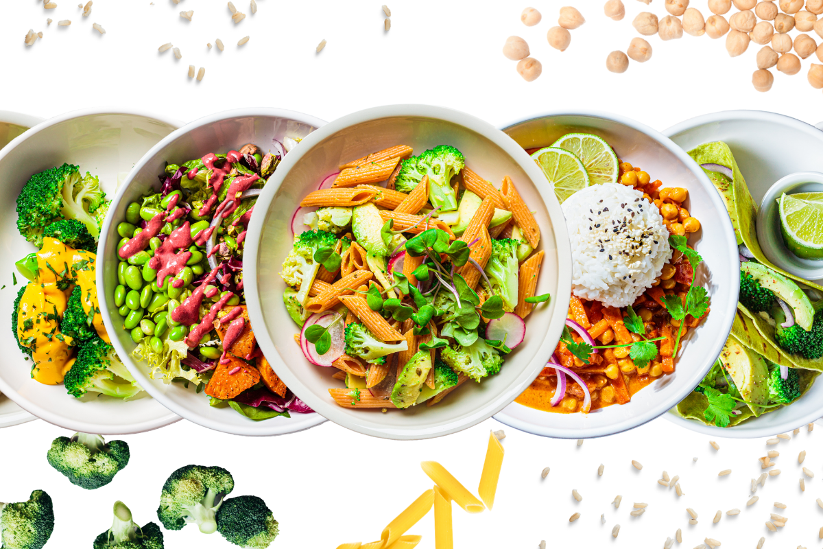 variety of vegan entrees