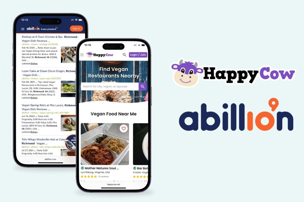 Vegan eating apps displayed on phones